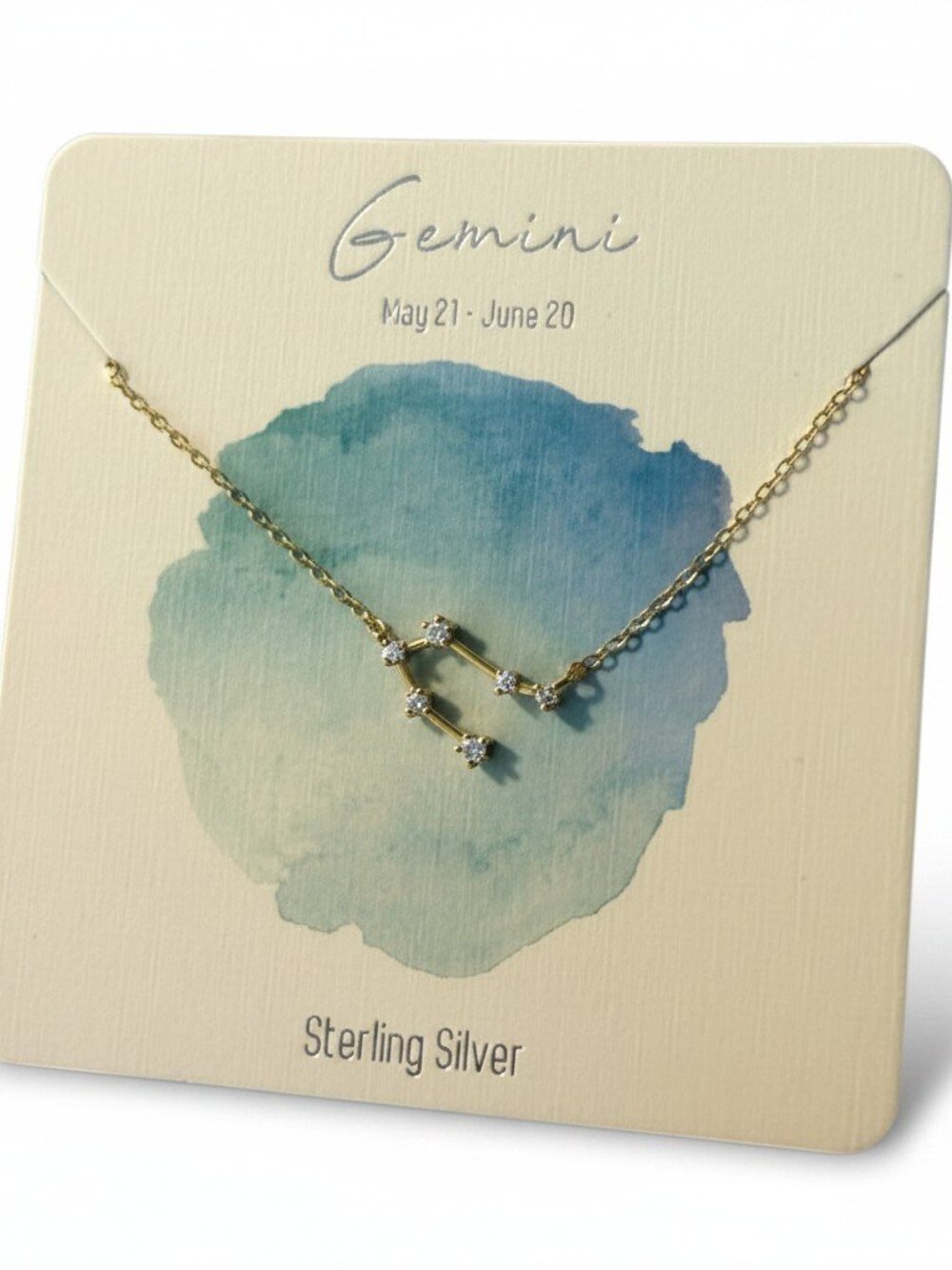 Francesca's Gemini Zodiac Constellation Necklace Gold Sterling Silver CZ New